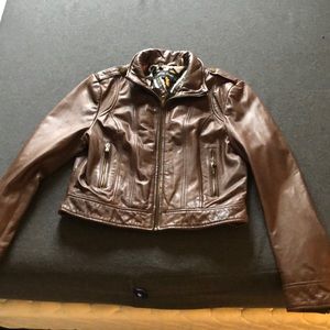 Brown Crop Leather Jacket